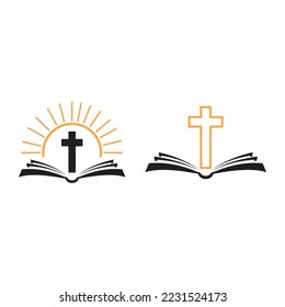 bible logo icon and christian cross