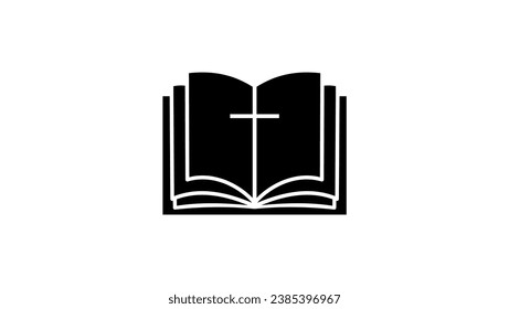 Bibellogo, offene Bibel mit Kreuz in der Mitte