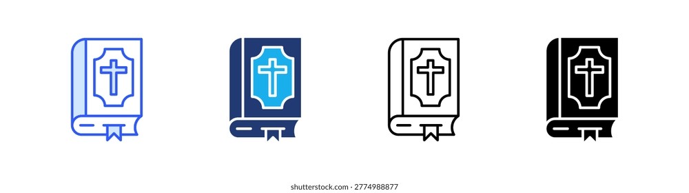 Bible Multiple Style Icon Set Vector