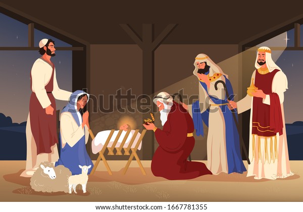 Bible Narratives About Adoration Magi Three Stock Vector (royalty Free 