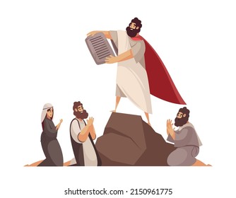 Bible narratives composition with doodle style mythological characters in religion scene vector illustration