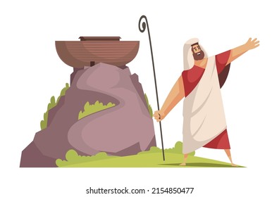 Bible narratives composition with doodle style mythological character in religion scene vector illustration