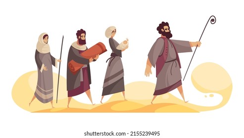 Bible narratives composition with doodle style mythological characters in religion scene vector illustration