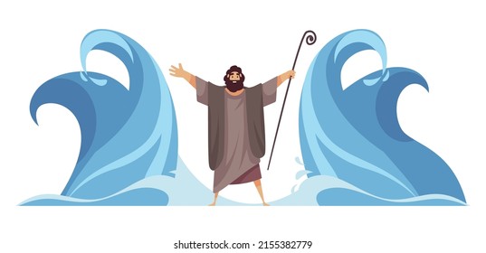 Bible narratives composition with doodle style mythological character in religion scene vector illustration