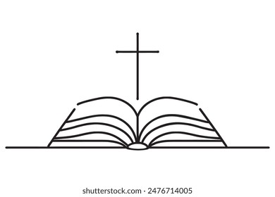 Bible one line continuous. Line art Holy bible. Vector illustration