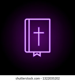 Bible outline icon. Elements of religion in neon style icons. Simple icon for websites, web design, mobile app, info graphics