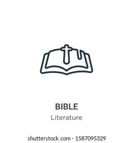 Bible outline vector icon. Thin line black bible icon, flat vector simple element illustration from editable literature concept isolated on white background