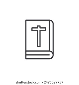 Icono de contorno de la Biblia aislado sobre fondo blanco