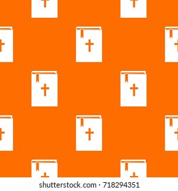 Bible pattern repeat seamless in orange color for any design. Vector geometric illustration