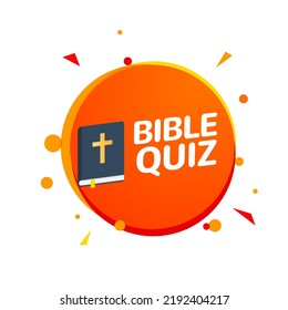 Bible quiz game banner logo icon. Cartoon bible quiz background vector christian prize trivia game