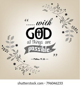 Bible quote design with floral wreath