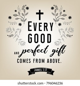 Bible quote design with floral wreath