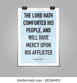 Bible quote hipster poster on a blue folded paper background 