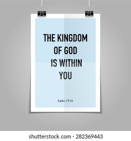 Bible quote hipster poster on a blue folded paper background 