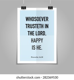 Bible quote hipster poster on a blue folded paper background 