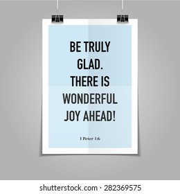 Bible quote hipster poster on a blue folded paper background 