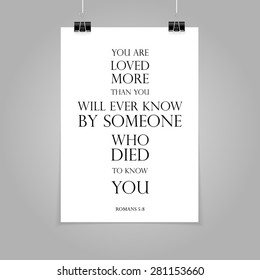 Bible quote - trust love and die - on a white paper mock up