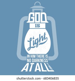 bible quotes, god is light in vintage lamp shape, from new testament from john, silhouette design