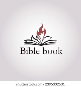 Bible with red Holy spirit Fire silhouette, art vector design