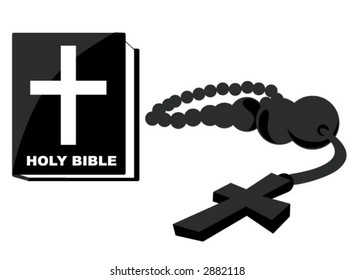 Bible and Rosary - Vector