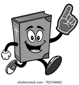 Bible School Mascot Running with Foam Finger Illustration