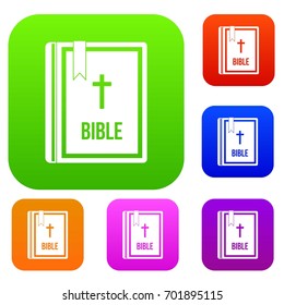 Bible set icon in different colors isolated vector illustration. Premium collection