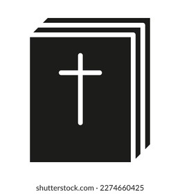 Bible solid icon. Christian faith. Catholic faith. Vector Illustration.