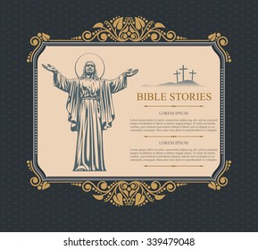 Bible Stories Title Page Typographic design elements, Calligraphic graceful template, Vector Eps 10