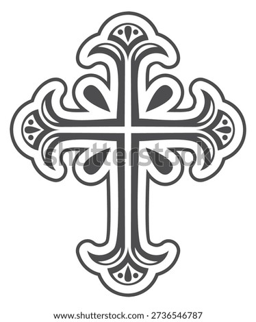 Bible symbol. Cross black icon. Belief sign
