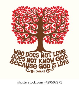 Bible typographic. Who does not love, does not know God, because God is love.