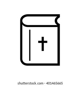 Bible. Vector icon. Black and white illustration. Line drawing.