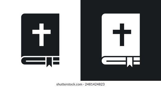 Bible vector icon set in black color.