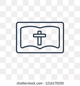 Bible vector outline icon isolated on transparent background, high quality linear Bible transparency concept can be used web and mobile