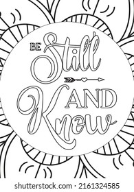 Bible verse coloring page. Vector Lettering and flowers for coloring book