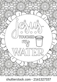 Bible verse coloring page. Vector Lettering and flowers for coloring book