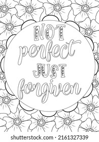 Bible verse coloring page. Vector Lettering and flowers for coloring book