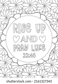 Bible verse coloring page. Vector Lettering and flowers for coloring book