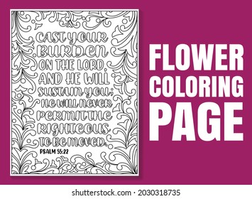 Bible Verse Coloring Pages, Christian religious typography coloring page for children and adults. Bible Verse Coloring Pages Inspiration Quotes.