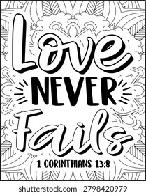 Bible Verse Quote Coloring Page for Adults. Holy Bible Quote Mandala Coloring Page