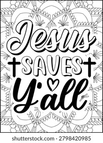 Bible Verse Quote Coloring Page for Adults. Holy Bible Quote Mandala Coloring Page
