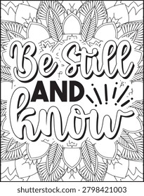 Bible Verse Quote Coloring Page for Adults. Holy Bible Quote Mandala Coloring Page