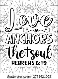 Bible Verse Quote Coloring Page for Adults. Holy Bible Quote Mandala Coloring Page