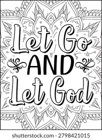 Bible Verse Quote Coloring Page for Adults. Holy Bible Quote Mandala Coloring Page