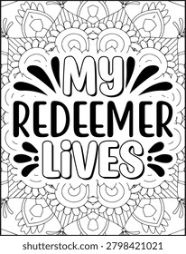 Bible Verse Quote Coloring Page for Adults. Holy Bible Quote Mandala Coloring Page
