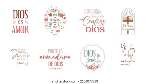 Bible Verse, religion phrase in Spanish. Good for t shirt print, poster, card, and gift design. Bible verse. Christian religious quote for Easter religious holiday.
