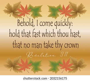 
Bible verse. Revelation 3:11 Behold, I come quickly: hold that fast which thou hast, that no man take thy crown. 

