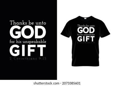 Bible Verse Typography T-shirt Design-2nd Corinthians 9:15