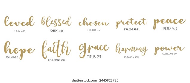 Bible Verses Bundle, Religious Scripture Prints, Christian Bundle, vector illustration	