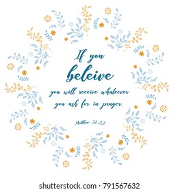 Bible versus, quote with wreath floral design, vector