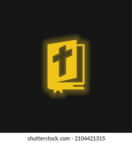 Bible yellow glowing neon icon